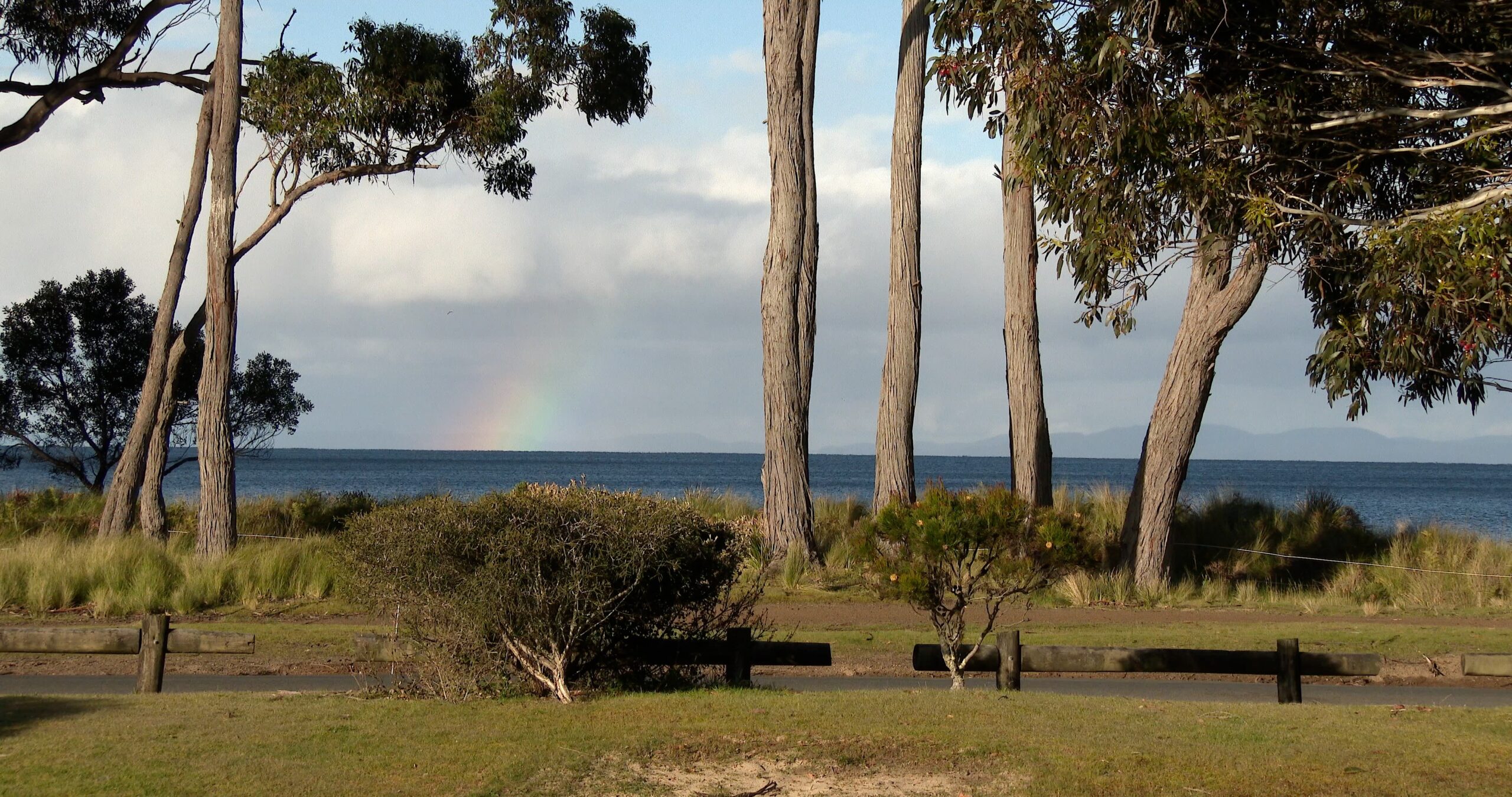 Waterfront and rainbow, 4K UltraHD, UP45007